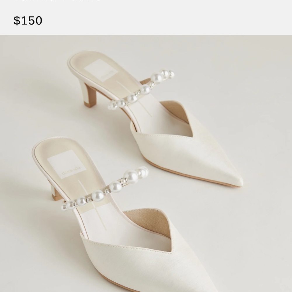 Dolce Vita Ivory Pearl-Trim Pointed Mule Heels - never worn